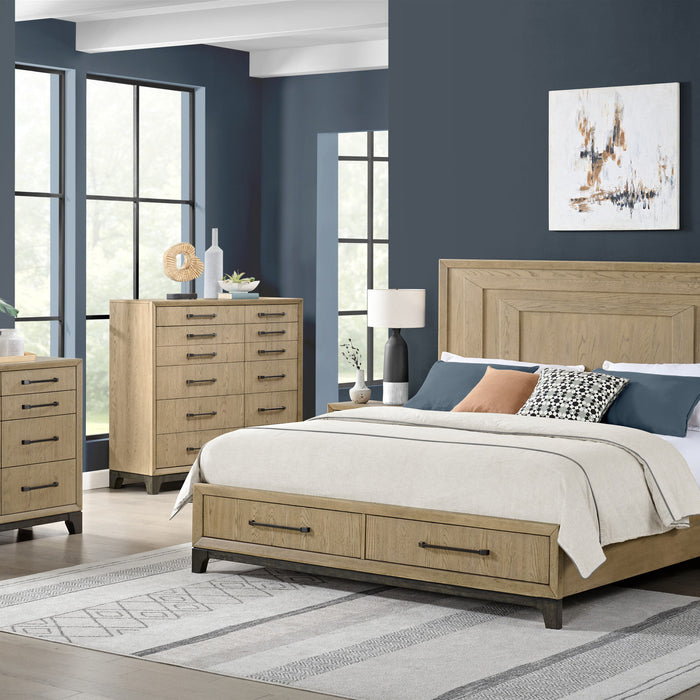 Sutton Place - King Storage Bed With Two-Tone Finish And Two Cedar-Lined Footboard Drawers - Caramel And Cocoa