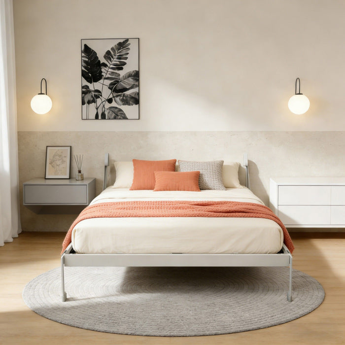 Queen Size Cabinet Wall Bed Mechanism With Desk Panel - Gray