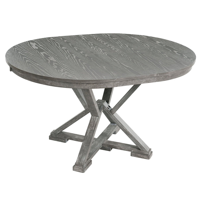 Dining Set With Extendable Round Table And 4 Upholstered Chairs