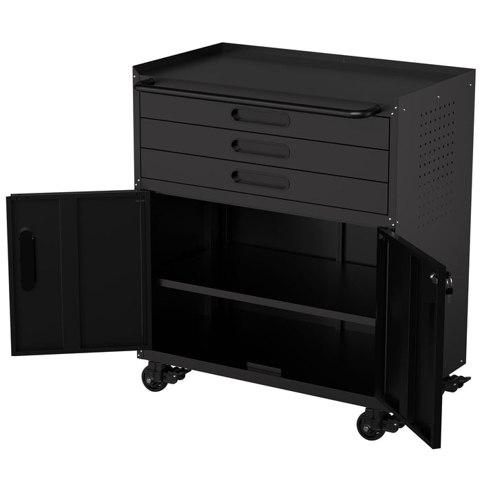 Rolling Tool Cabinet Heavy Duty Garage Storage With Lockable Doors