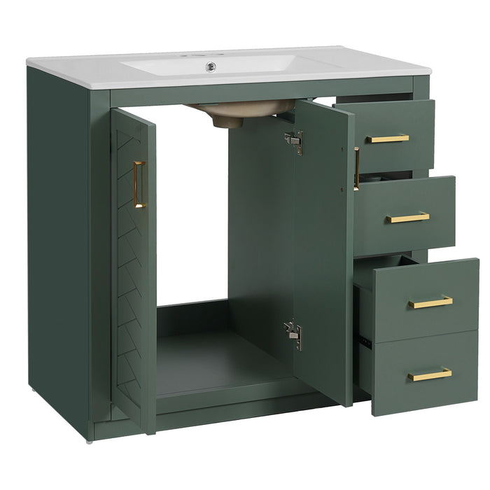 Bathroom Vanity With Sink Combo, Storage Cabinet, Freestanding Set With 3 Drawers & Soft Closing Doors
