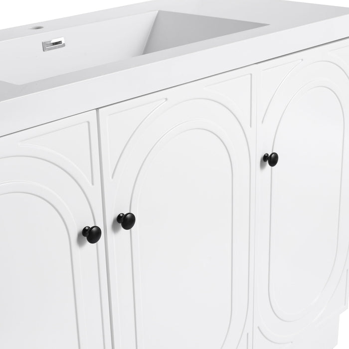 Contemporary Freestanding Bathroom Vanity With Resin Sink & Soft-Close Cabinet Doors