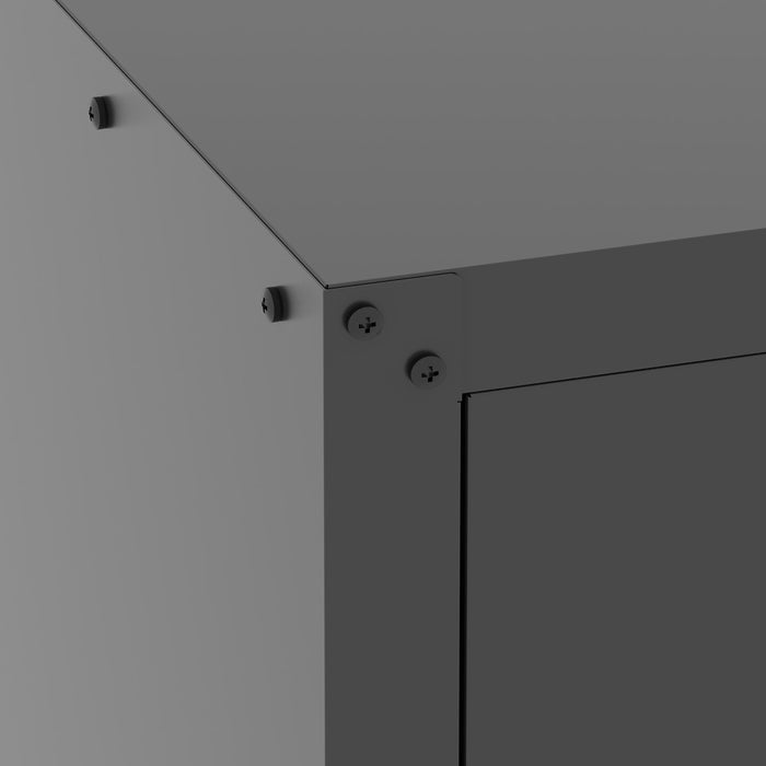 Metal Wall Mounted Tool Storage Cabinet With 2 Locking Doors, Adjustable Shelf, And Drawer