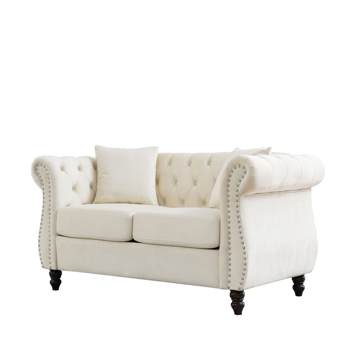 Chesterfield Sofa With Rolled Arms And Nailhead Trim