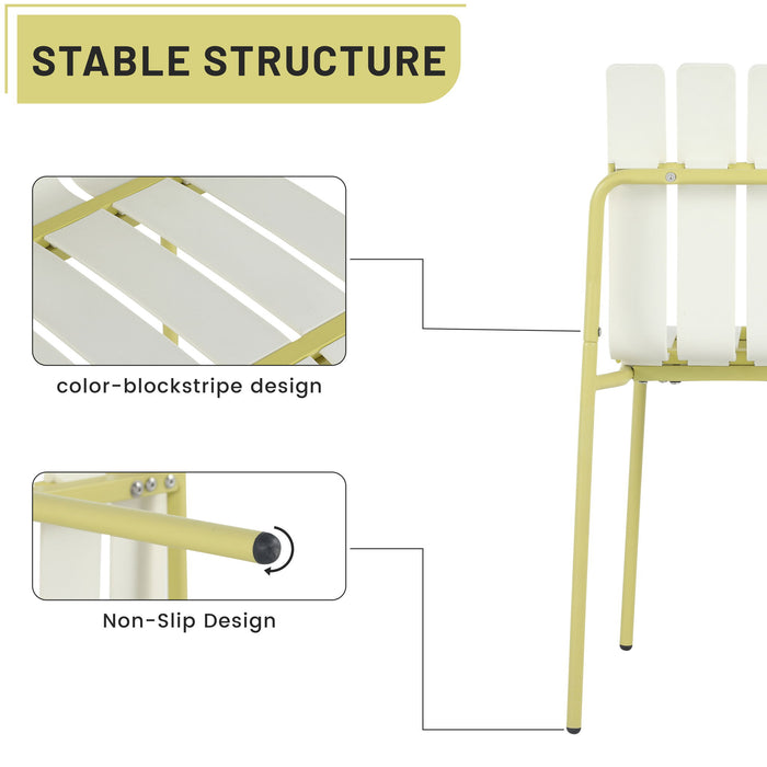 4 Piece Set Of Modern Color Block Designed Single Chairs With Long Table
