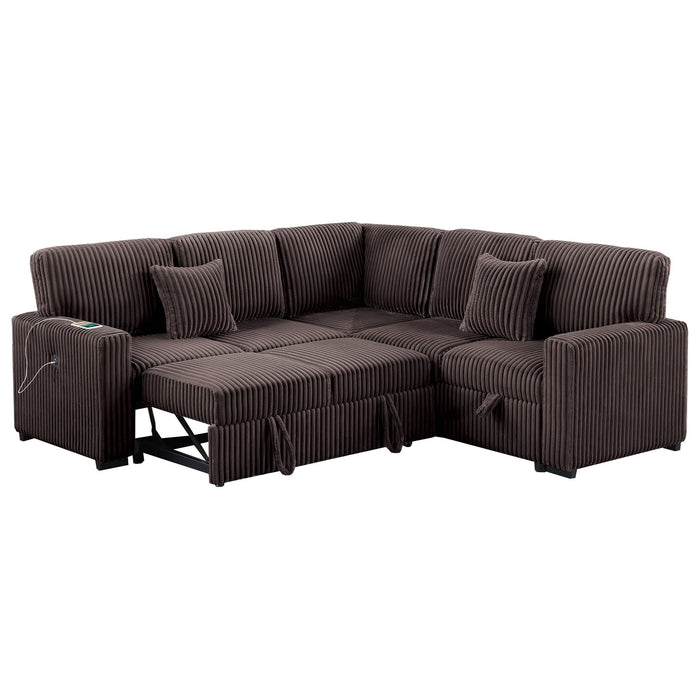 Convertible Sectional Upholstered Sleeper Sofa With Storage Chaise