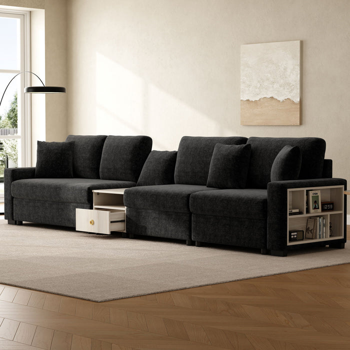 Modular Sofa Couch With Storage Armrest And Center Console