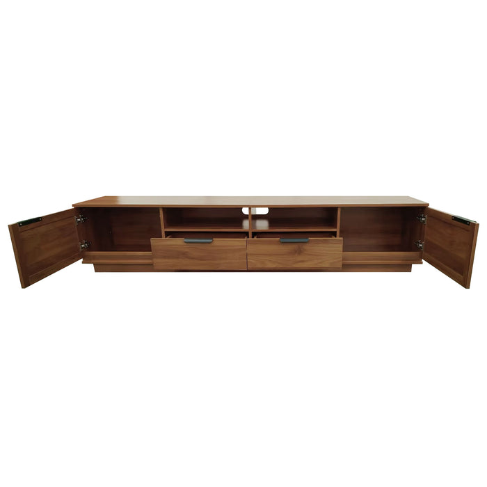 TV Stand With 2 Drawers And Open Shelving - Walnut