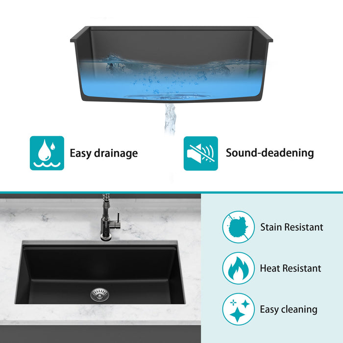 Quartz Kitchen Sink, Granite Composite Workstation Undermount