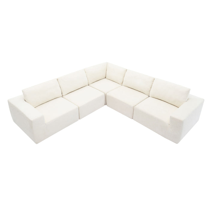 Modular Sectional With Wide Seat Free Combination L Shaped Couch Set Cloud Upholstered Minimalist Boneless Sofa