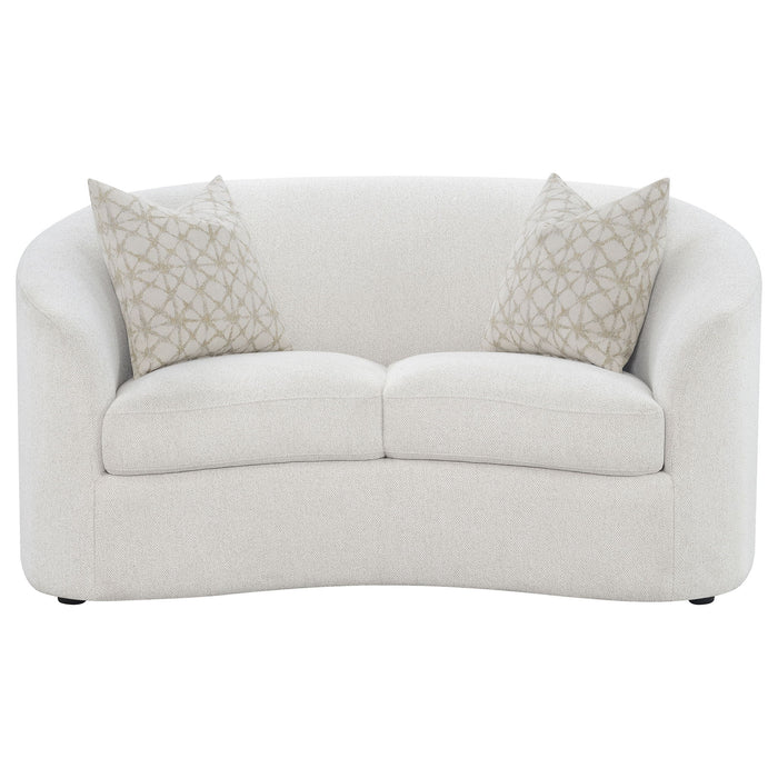 Rory - Sloped Arms Loveseat With Pillows - White