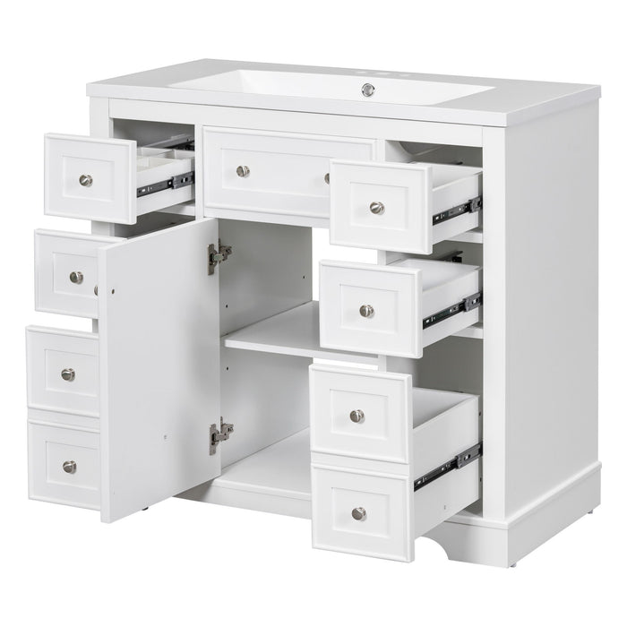 Modern Bathroom Vanity With Sink Combo, 6 Drawers And 1 Cabinet