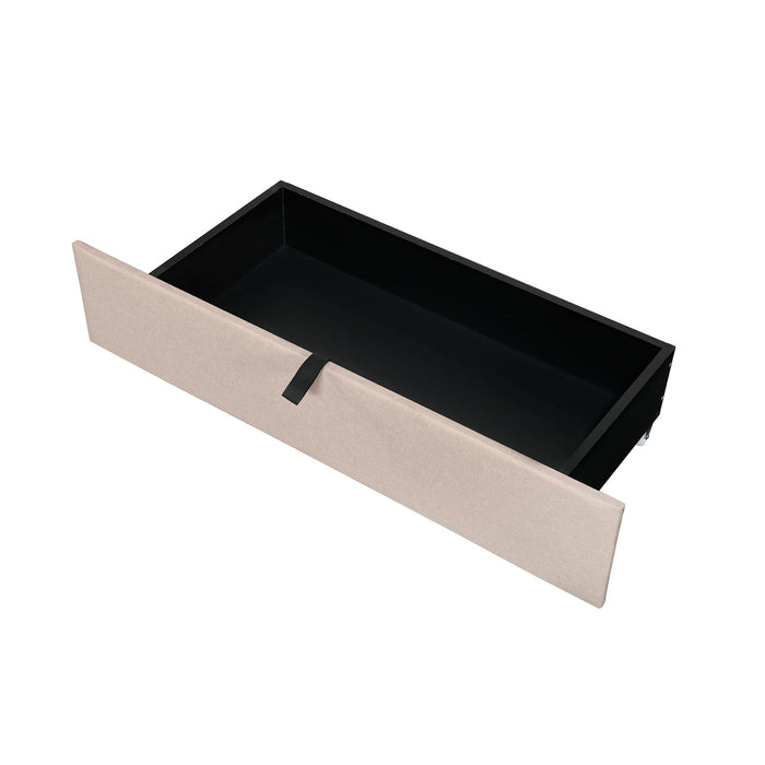 Upholstered Platform Bed With Storage Headboard, Trundle & 2 Drawers And A Set Of Sockets & USB Ports