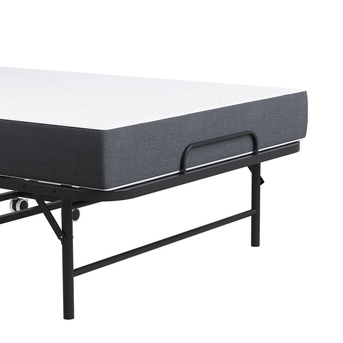 Twin Wide Folding Bed For Tall People, Extra Long & Wide Rollaway With Memory Foam, Heavy-Duty - Black