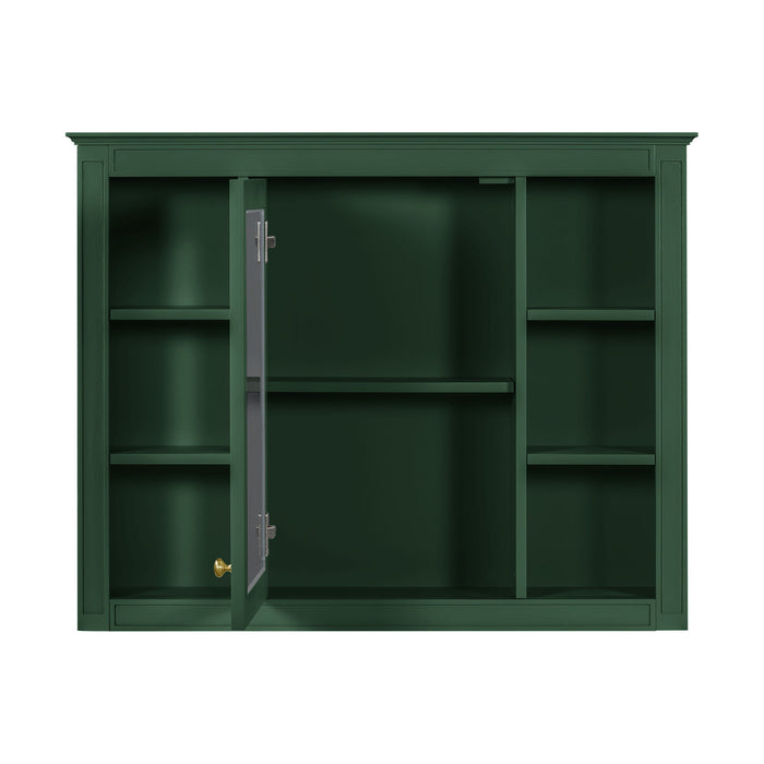 Wall Mounted Medicine Cabinet With Mirror, Storage Cabinet Featuring 6 Open Shelves And Adjustable Interior
