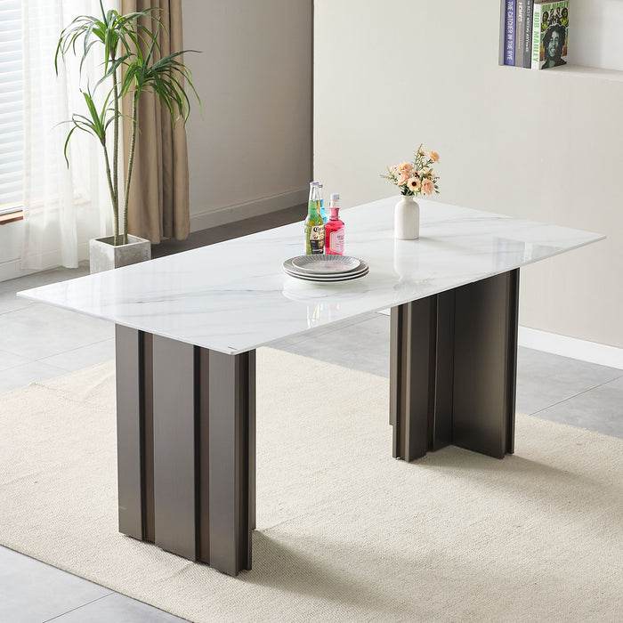 Rectangular Dining Table - Gray / White