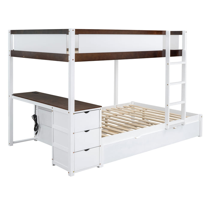 Bunk Bed With Twin Size Trundle, Storage And Desk