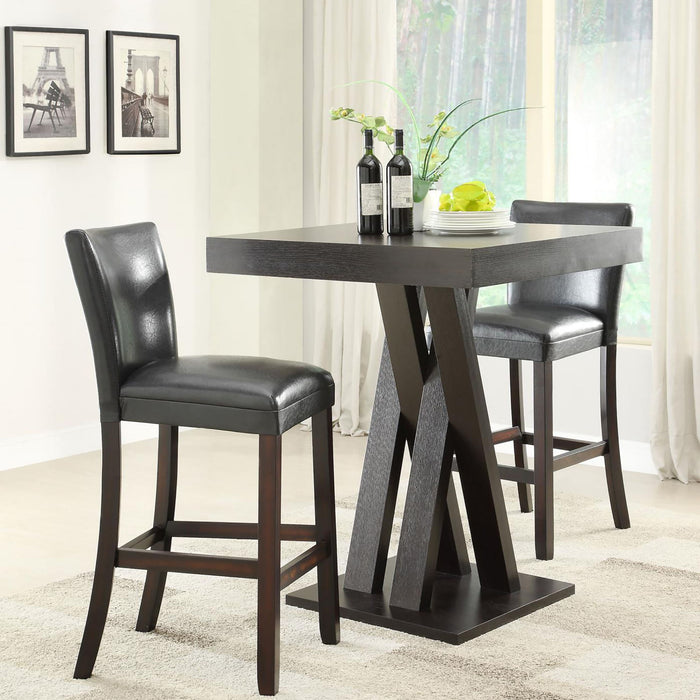 Double X Base Square Bar Table - Cappuccino