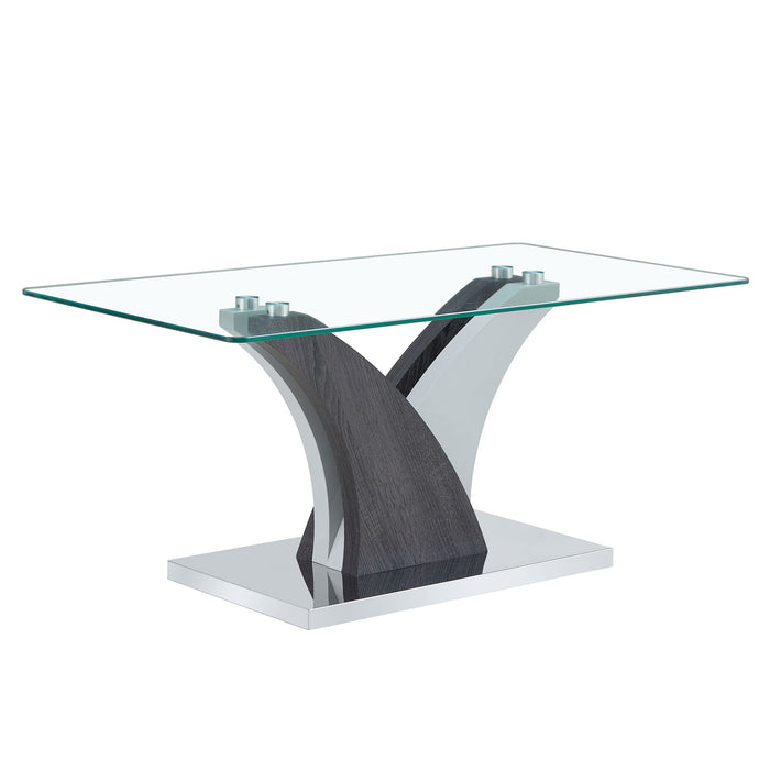 Artistic Rectangular Coffee Table With Tempered Glass Countertop