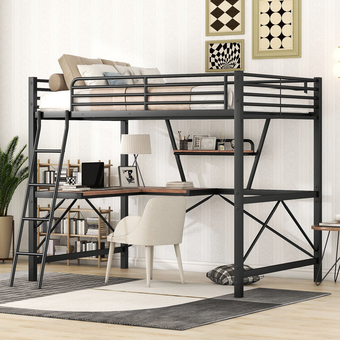 Loft Bed With Desk And Shelf, Modern Design