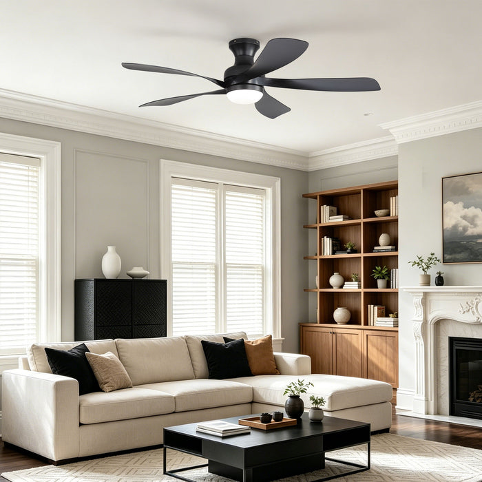52" Ceiling Fan With 3 Color Dimmable LED Light, DC Reversible Motor, 6 Speed Settings