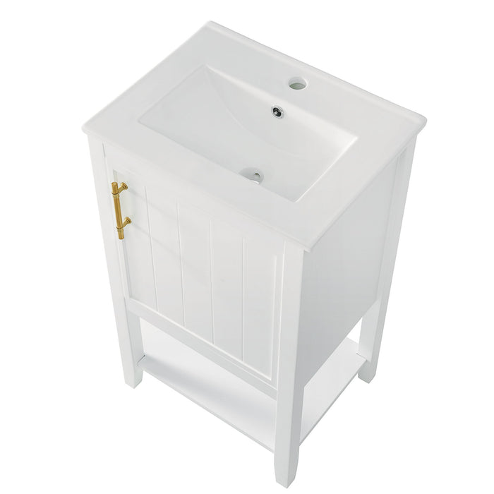 Modern Bathroom Vanity With Sink, Soft-Closing Door And Open Shelf