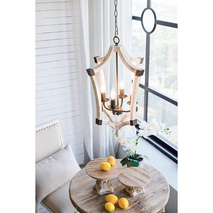 4 Light Chandelier, Hanging Light Fixture With Adjustable Chain For Kitchen, Bulb Not Included - Cream