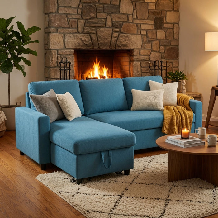 L - Shaped Convertible Sofa Bed With Storage Chaise