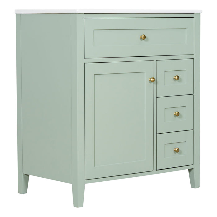 Bathroom Vanity With Sink, 3 Drawers And Adjustable Shelf