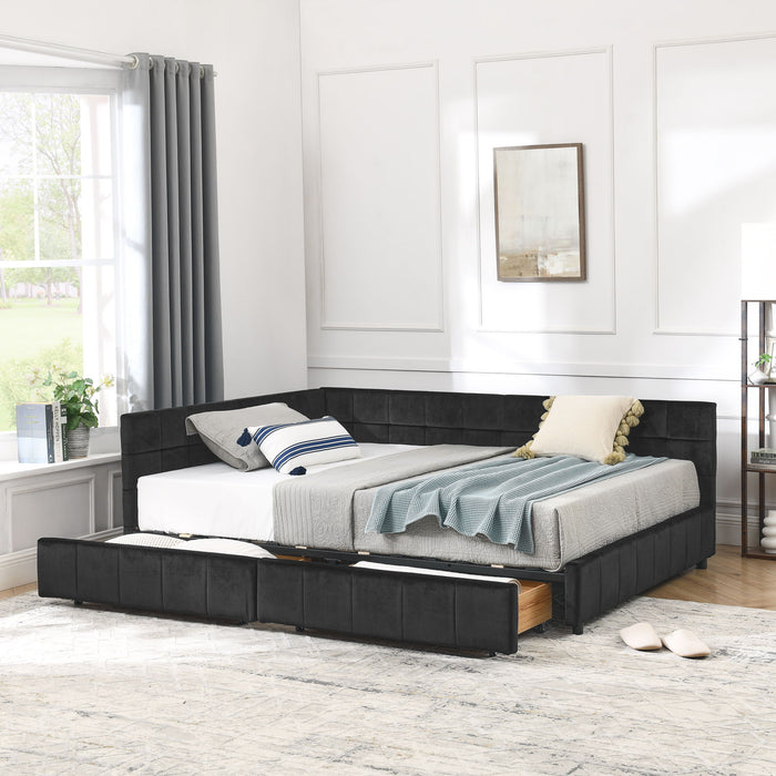 Storage Elegant Upholstered Tufted Bed Frame With Backrest And Armrests