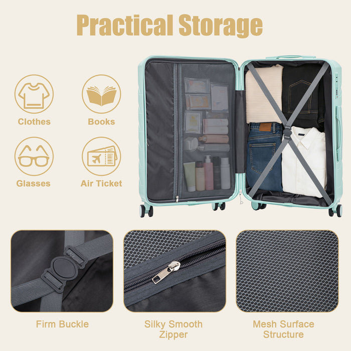 Hard Shell Luggage With Scratch Resistant Surface, 4 Wheels, Combination Lock & Side Hooks