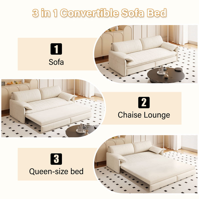 Queen Pull Out Sofa Bed With Side Storage