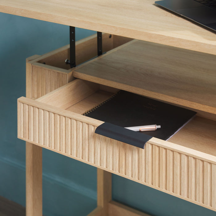 Transitional Reeded Writing Desk With Drawer