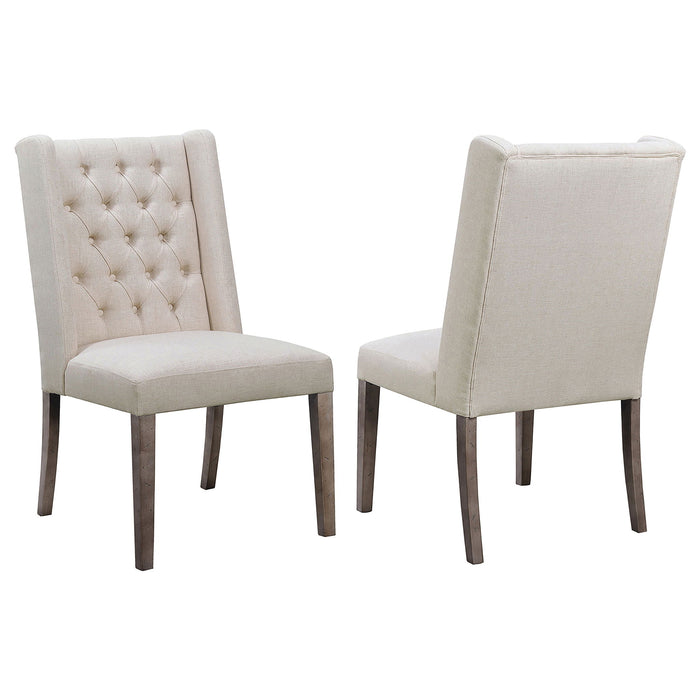 Lily - Upholstered Dining Side Chair (Set of 2) - Beige / Brown