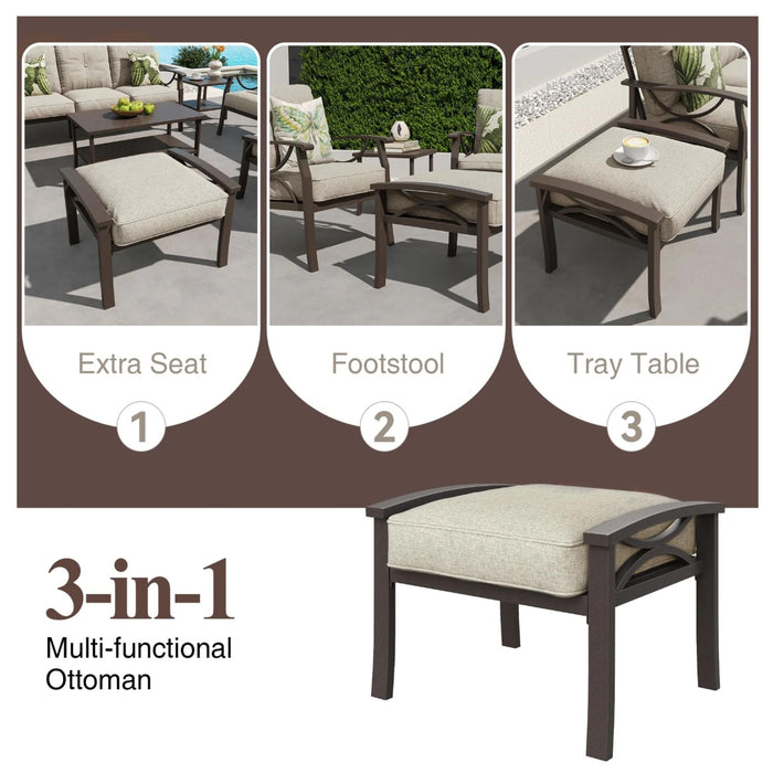 Patio Furniture Set, Coffee Table And Cushions For Backyard