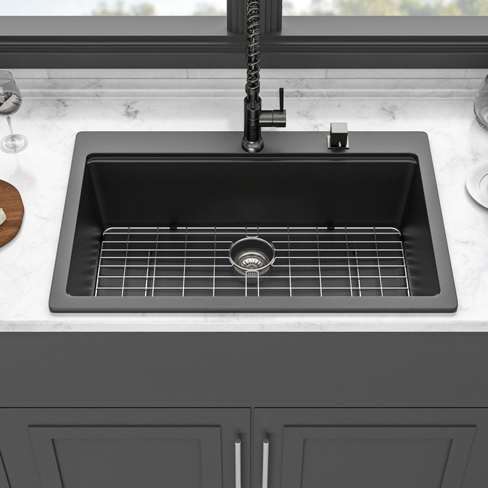 Granite Composite Quartz Kitchen Sink With Workstation Features And Drop In Design