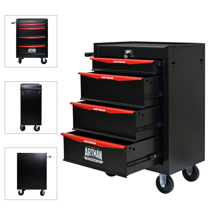 Rolling Metal Tool Chest With Drawers, Steel Storage Cabinet With Ball Bearing Slides