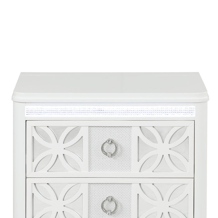 Abigale - 2 Drawer Nightstand With LED - White