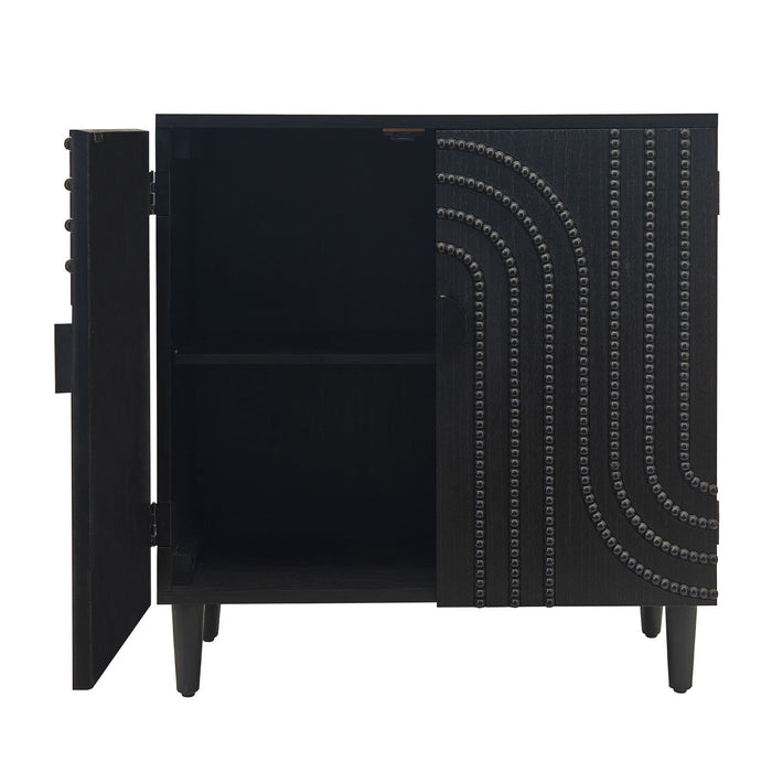 2 Door Storage Cabinet With Adjustable Shelf - Black