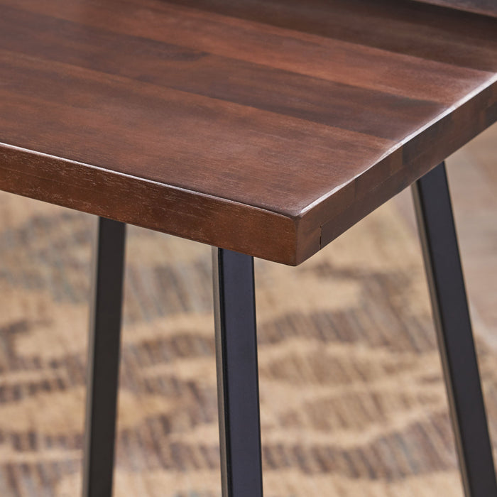 Outdoor Bar Stool With Low Backrests And Wood Seats (Set of 2) - Dark Brown / Black