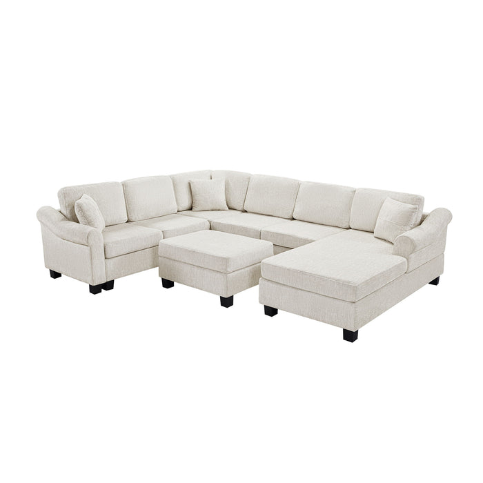 Contemporary U - Shaped Sectional Sofa With Movable Storage Ottoman