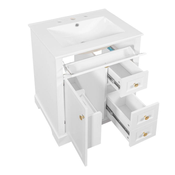 Modern Bathroom Vanity With Sink, 3 Drawers & Cabinet With 2 Tier Door Storage
