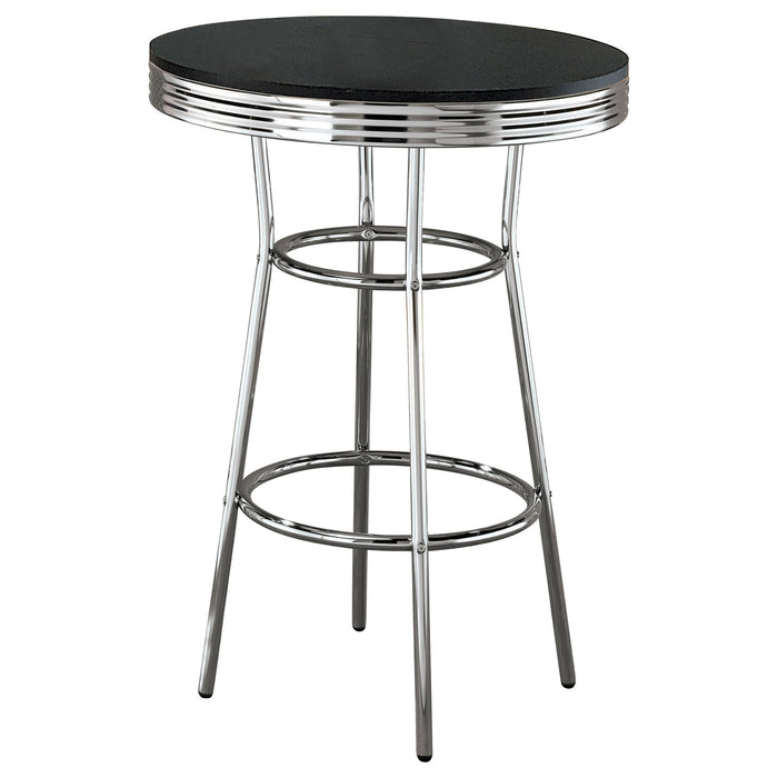 3 Piece Round 1950S Bistro Pub Bar Table Set - Black