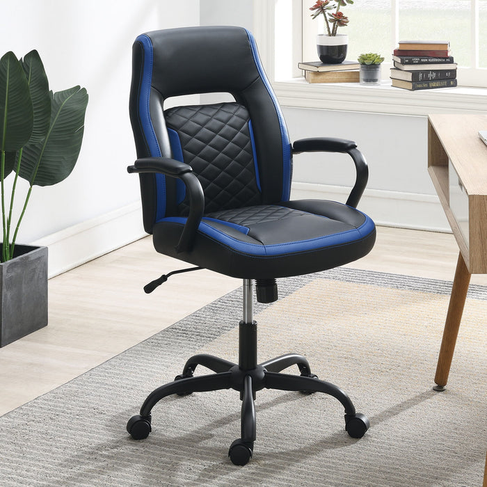 Ergonomic Office Chair With Armrests, Adjustable Design - Black / Blue