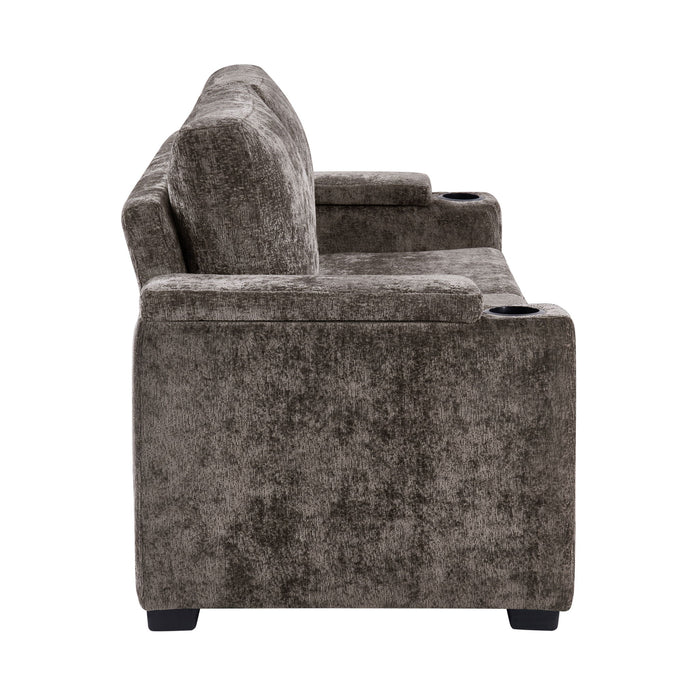 Pull Out Sofa Bed Loveseat With Twin Mattress, Cup Holders And Arm Storage