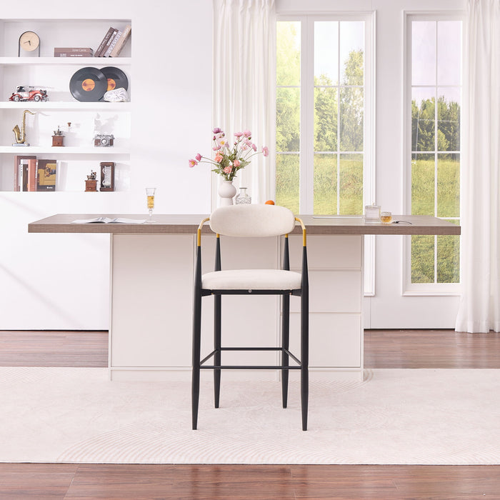 Upholstered Bar Stool With Ergonomic Design (Set of 2)