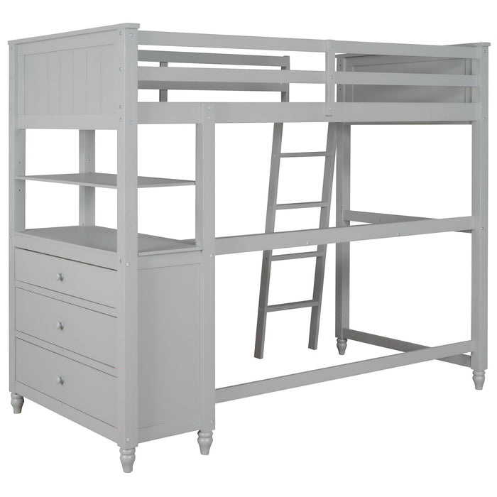 Loft Bed With Drawers With Desk And Shelves