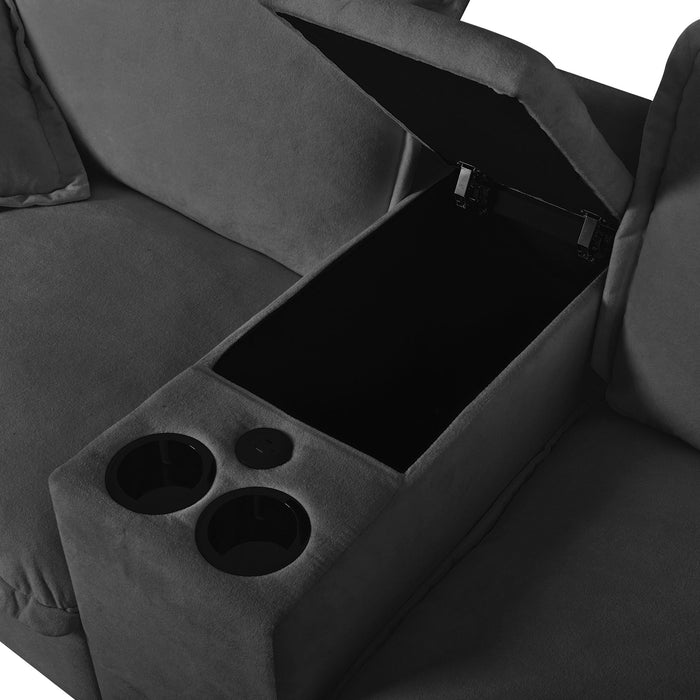 Modular Cloud Couch Sofa With Cup Holders & Storage, USB Port
