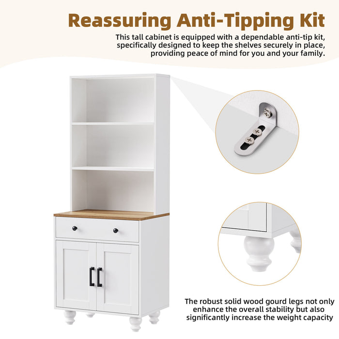 Farmhouse TV Stand With Solid Wood Gourd Shaped Legs For TVs Up To 70"