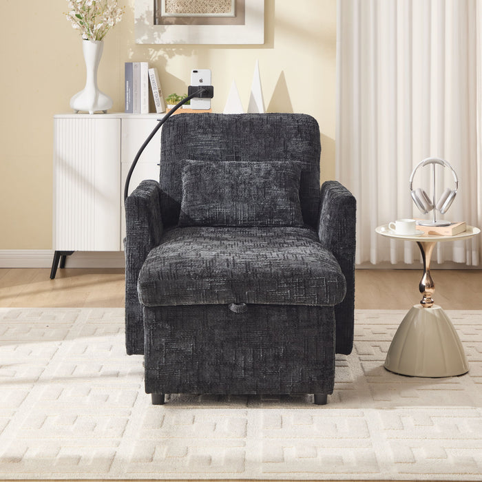 Multifunctional Chenille Recliner Sofa With Storage And Phone Bracket